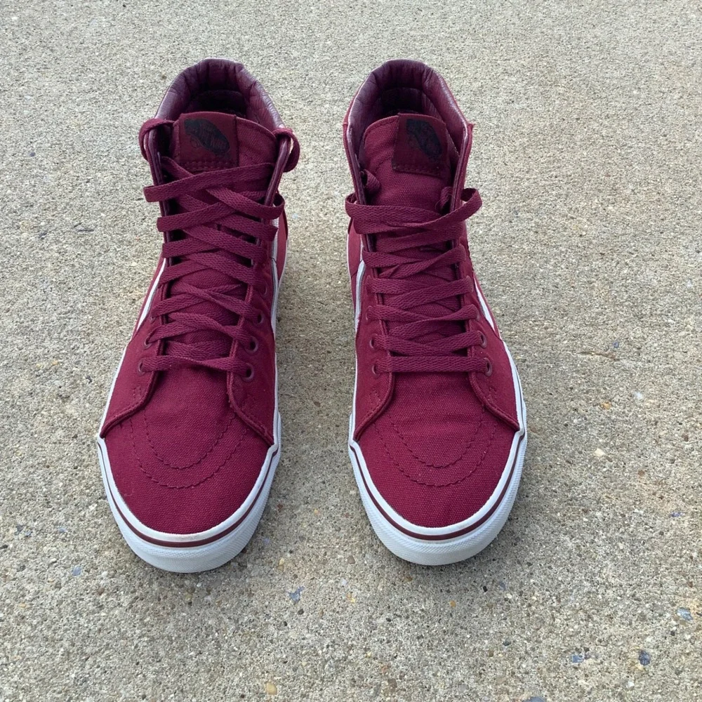 Vans Sk8-Hi Burgundy Maroon Canvas High Top Sneakers Mens 7 Womens 8.5 721356